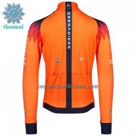 Maglia 2023 INEOS Grenadiers Manica Lunga Winter Invernale Arancio Blu Scuro